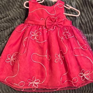 Beautiful frilly baby dress size 12 months dark pink with light pink accents